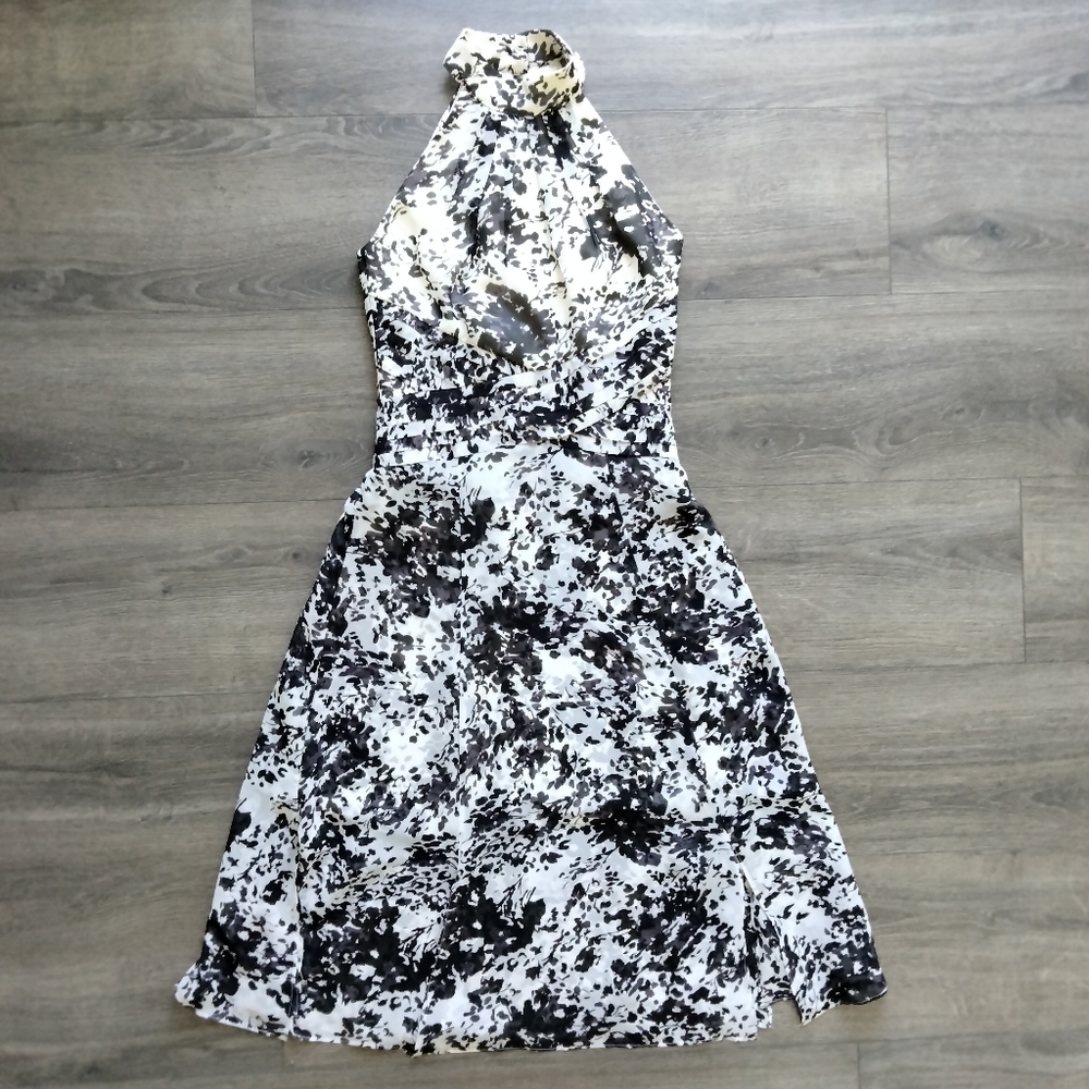 White House Black Market Printed Chiffon Fit & Flare Floral Dress Size 00